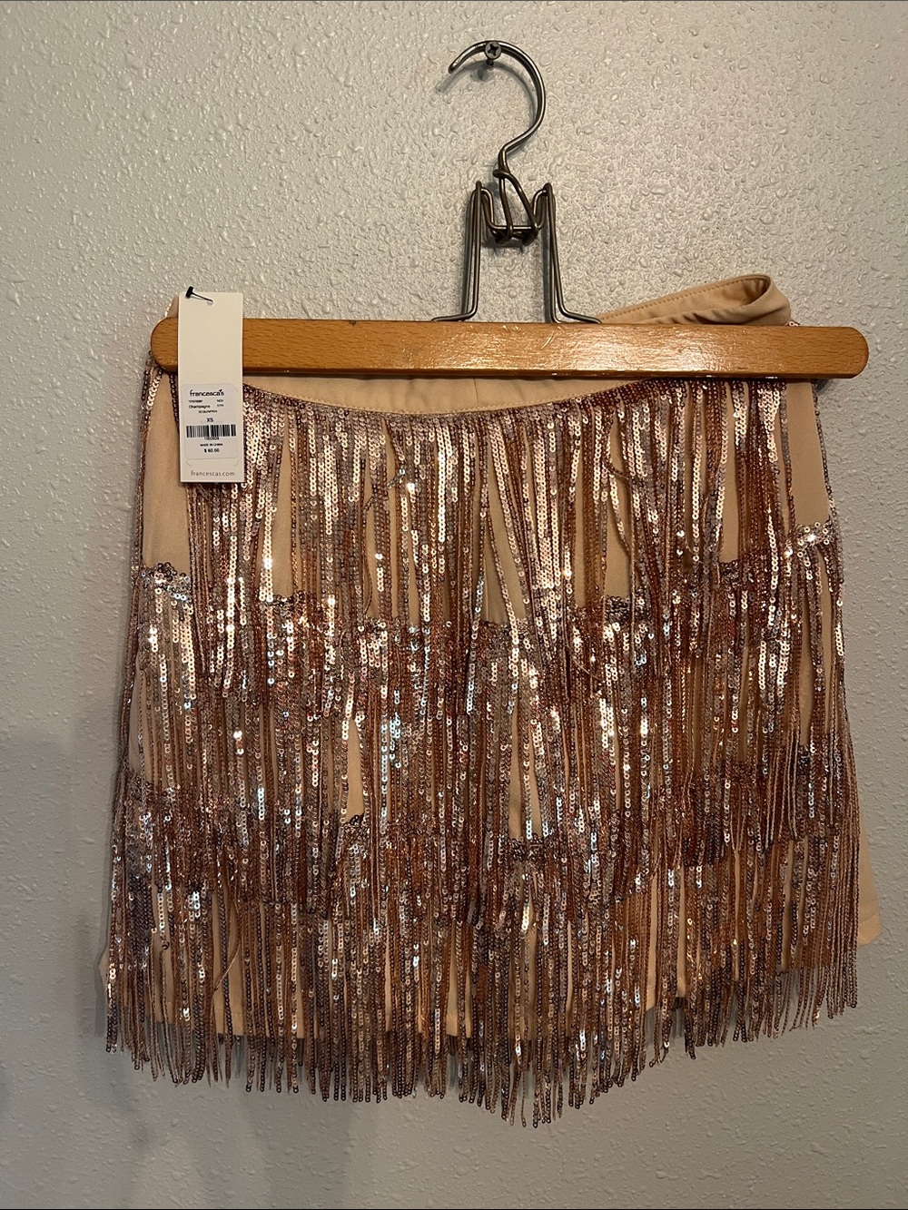 Fringe Sequin Mini Skirt - Gold